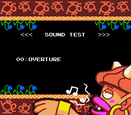 The supplied cartridge’s original sound test, with the Genie and Overture selected