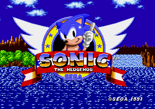 Sonic the Hedgehog original title screen captured from the supplied cartridge