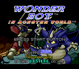 Wonder Boy in Monster World original title screen